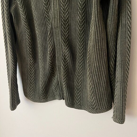 Carbon2Cobalt Timberline Green Zip Up Cable Knit Cotton Cardigan Sweater Men's L - Picture 2 of 9